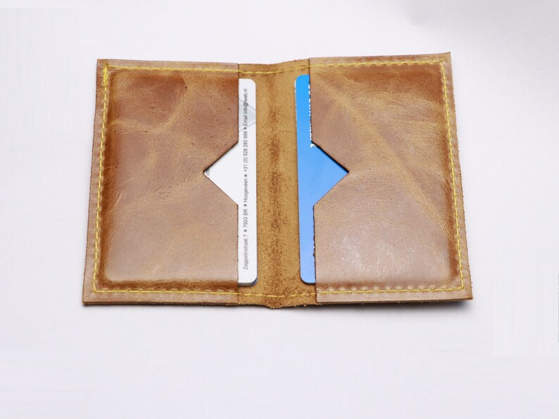 Brown leather card holder. Bank card holder. Driving license holder. Small leather gift. Birthday present image 4