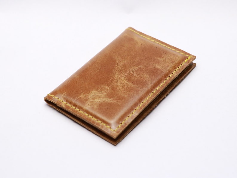 Brown leather card holder. Bank card holder. Driving license holder. Small leather gift. Birthday present image 7