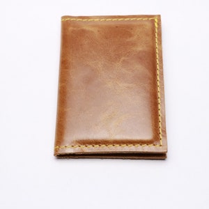 Brown leather card holder. Bank card holder. Driving license holder. Small leather gift. Birthday present image 3