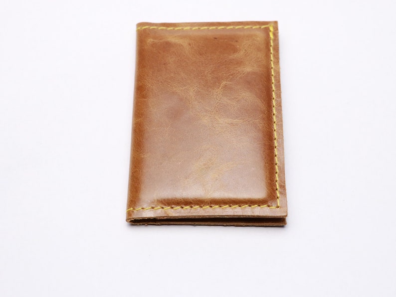 Brown leather card holder. Bank card holder. Driving license holder. Small leather gift. Birthday present image 3