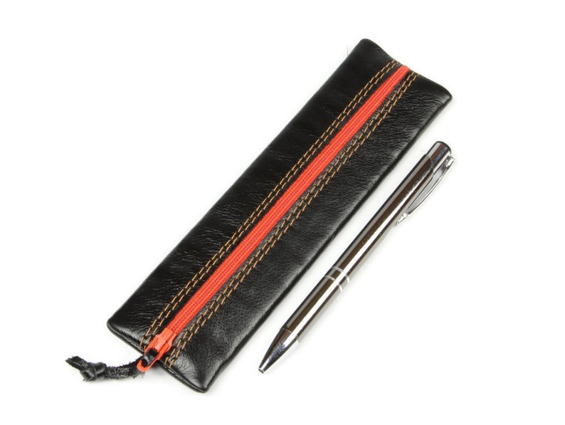 black leather pencil pouch