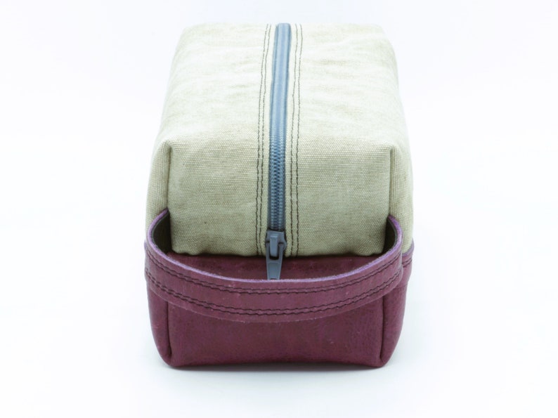 Leather toiletry bag. Leather and Waxed cotton canvas bag. Christmas Gift. Toiletry kit. Mens Gift. Husband Gift image 5