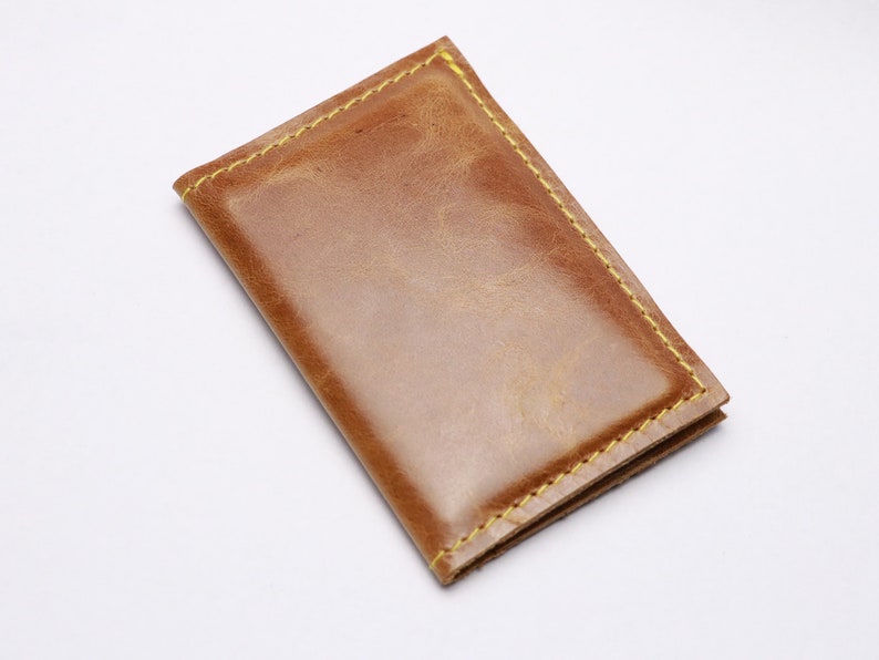 Brown leather card holder. Bank card holder. Driving license holder. Small leather gift. Birthday present image 8