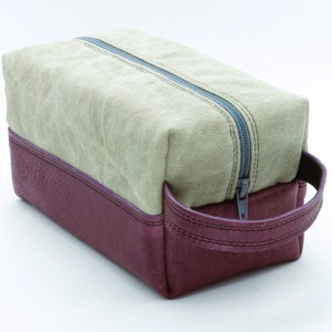 Leather toiletry bag. Leather and Waxed cotton canvas bag. Christmas Gift. Toiletry kit. Mens Gift. Husband Gift image 2