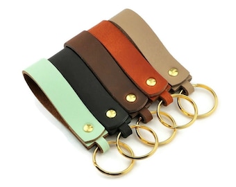 Leather Keychain with gold keyring