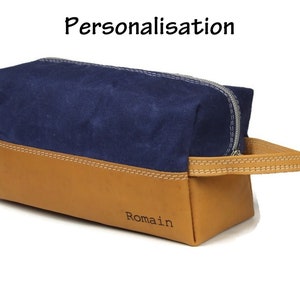 Leather toiletry bag. Leather and Waxed cotton canvas bag. Christmas Gift. Toiletry kit. Mens Gift. Husband Gift image 7
