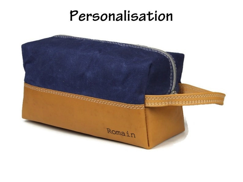 Leather toiletry bag. Leather and Waxed cotton canvas bag. Christmas Gift. Toiletry kit. Mens Gift. Husband Gift image 7