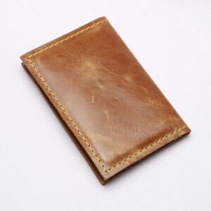 Brown leather card holder. Bank card holder. Driving license holder. Small leather gift. Birthday present image 5