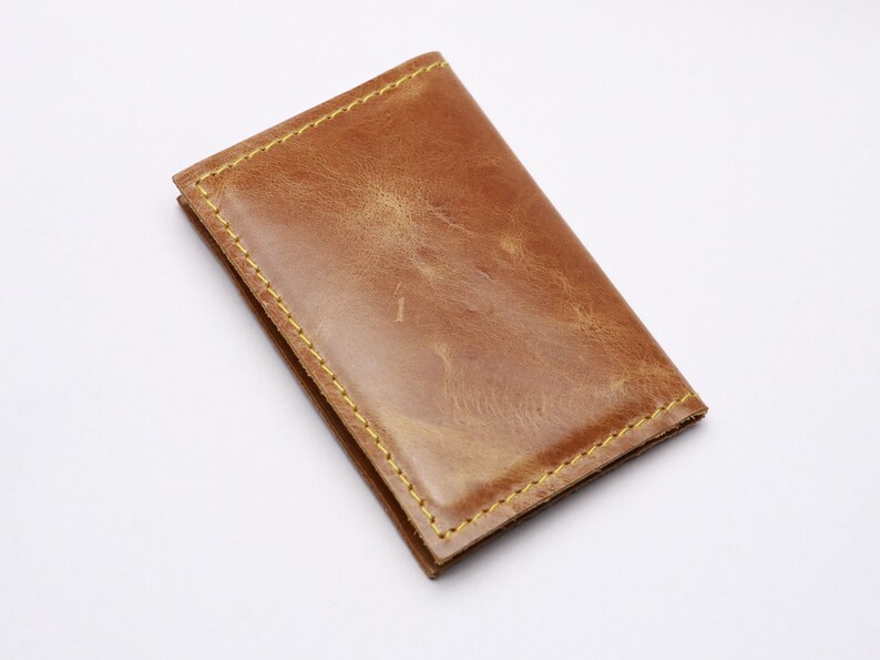 Brown leather card holder. Bank card holder. Driving license holder. Small leather gift. Birthday present image 5