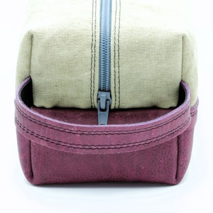 Leather toiletry bag. Leather and Waxed cotton canvas bag. Christmas Gift. Toiletry kit. Mens Gift. Husband Gift image 4