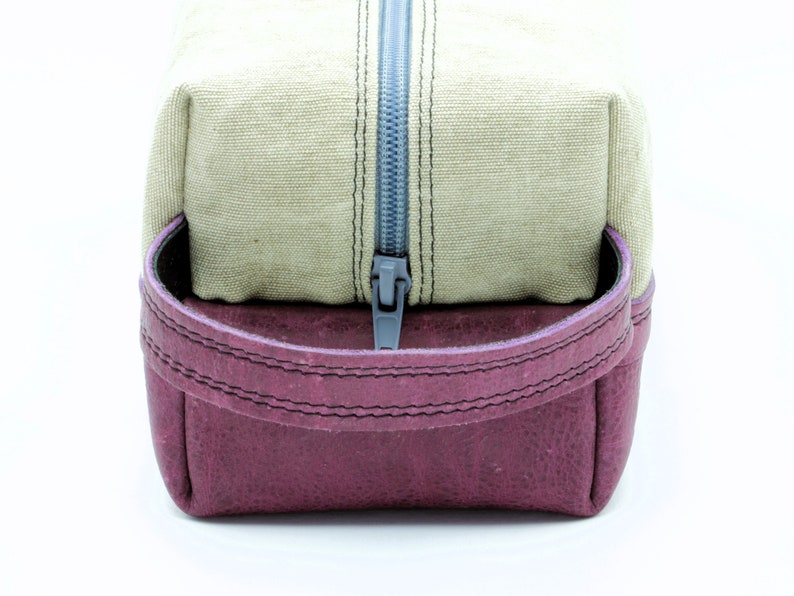 Leather toiletry bag. Leather and Waxed cotton canvas bag. Christmas Gift. Toiletry kit. Mens Gift. Husband Gift image 4