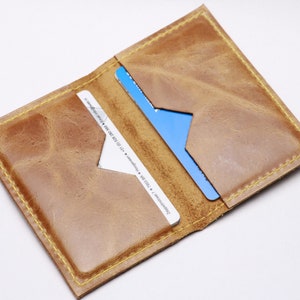 Brown leather card holder. Bank card holder. Driving license holder. Small leather gift. Birthday present image 2
