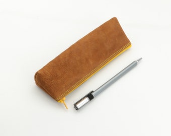 Leren pen etui met ritssluiting