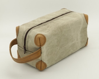 Waxed cotton canvas bag. Christmas Gift. Toiletry kit. Mens Gift. Husband Gift