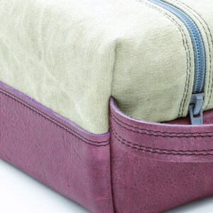 Leather toiletry bag. Leather and Waxed cotton canvas bag. Christmas Gift. Toiletry kit. Mens Gift. Husband Gift image 3