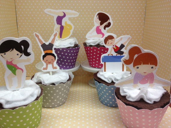 Gymnastics Party Cupcake Topper Decorations - Set of 10 Il_570xn