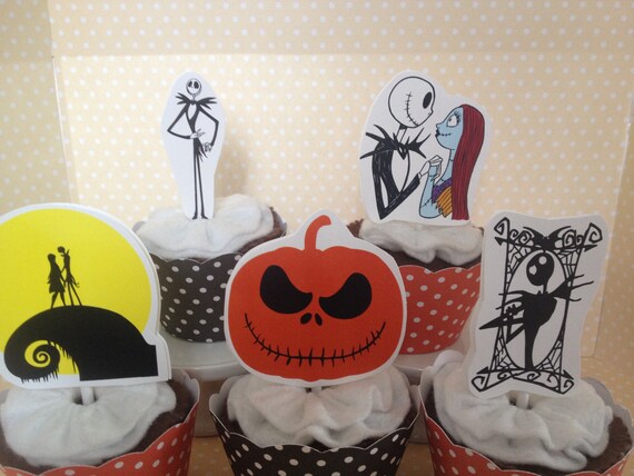 The Nightmare Before Christmas Party Cupcake Topper Decorations - Set of 10 Il_570xn