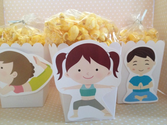 Cute Boy and Girl Yoga Party Popcorn or Favor Boxes - Set of 10 Il_570xn