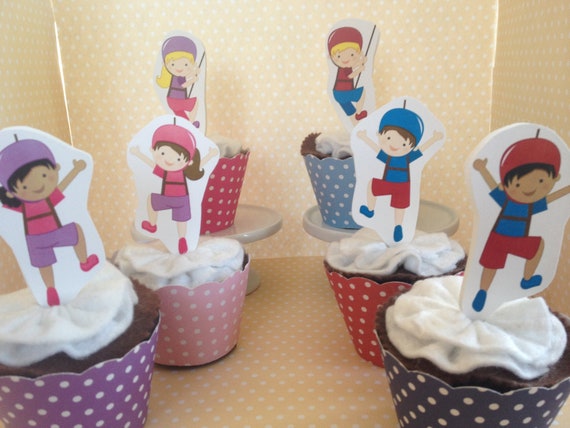 Rock Climbing Party Cupcake Topper Decorations - Set of 10 Il_570xn
