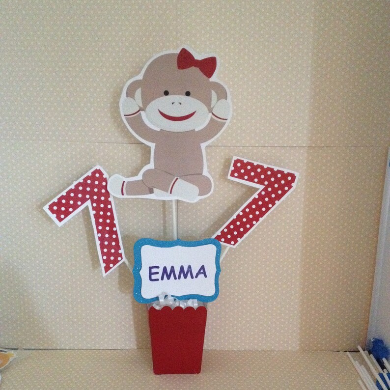 Sock Monkey Birthday Party Or Baby Shower Centerpiece Etsy