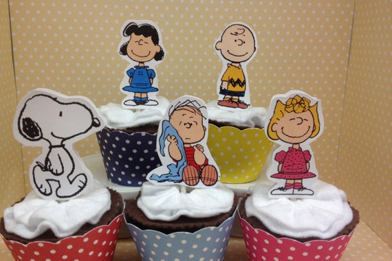 Peanuts Charlie Brown Snoopy Party Cupcake Topper Etsy