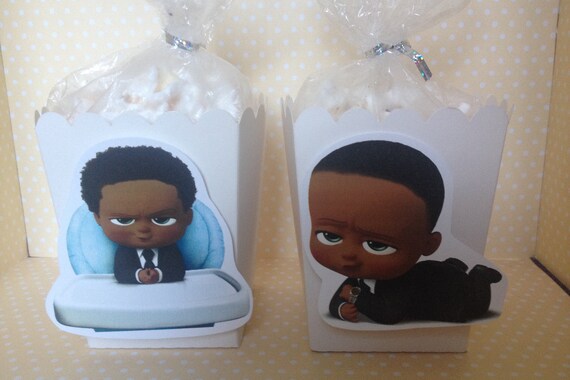 African American, Black Boss Baby Party Popcorn or Favor Boxes - Set of 10 Il_570xn