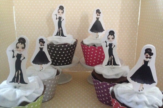 Audrey Hepburn Breakfast At Tiffanys Party Cupcke Topper