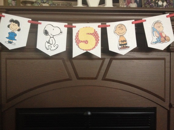 Peanuts Snoopy Charlie Brown Birthday Party Mini Banner Etsy