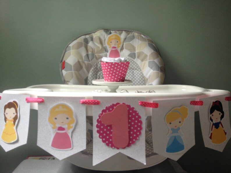 Disney Princess 1st Or 2nd Birthday Party Highchair Banner Image 0