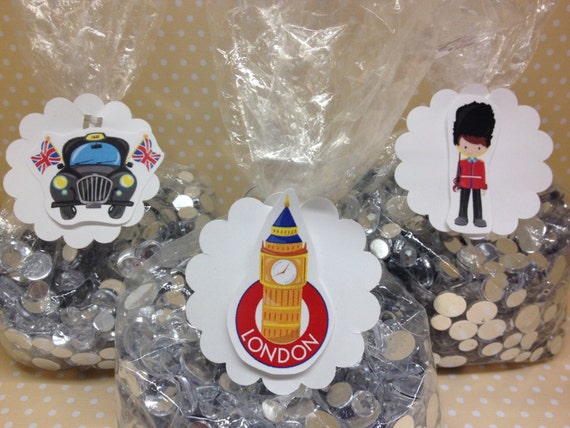 London Party Candy or Favor Bags with Tags - Set of 10 Il_570xn