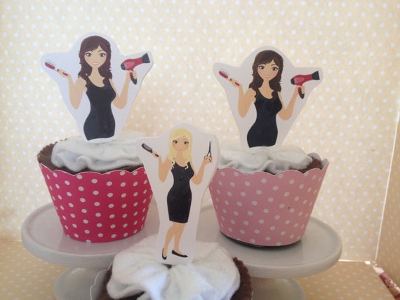 Hairdresser, Hair Salon, Beauty Parlor Party Cupcake Topper Decorations - Set of 10 Il_570xn
