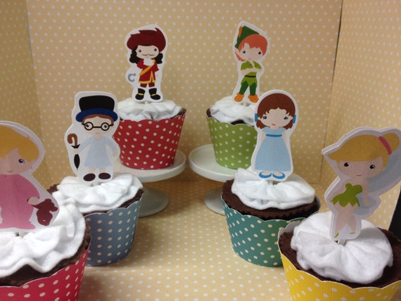 Peter Pan Neverland Captain Hook Tinkerbell Party Cupcake Etsy