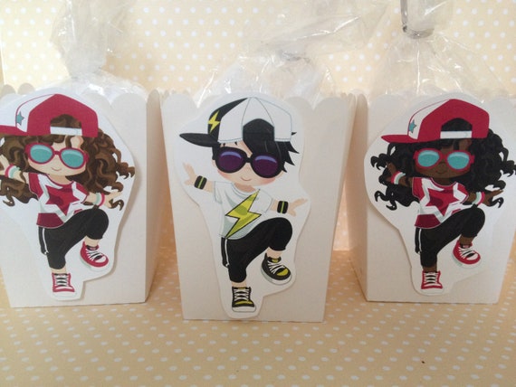 Hip Hop Dancing Party Popcorn or Favor Boxes - Set of 10 Il_570xn