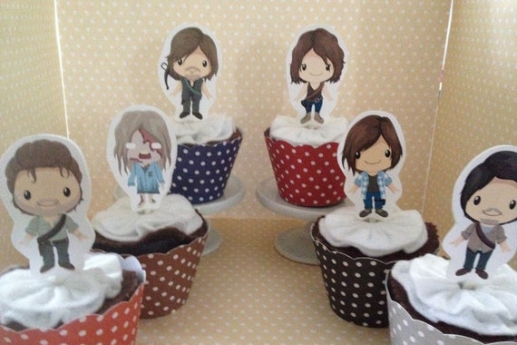 The Walking Dead Party Cupcake Topper Decorations Set Of 10 Etsy