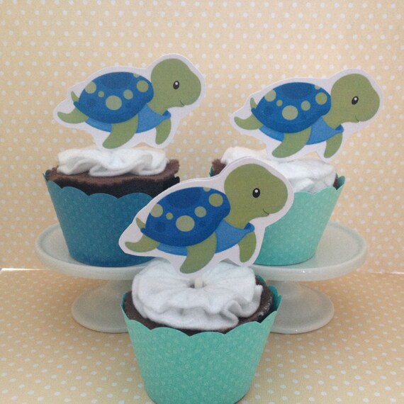 Blue Sea Turtles Party Or Baby Shower Topper Decorations Set Of