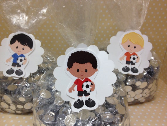 Boys Soccer Party Favor or Candy Bags with Tags - Set of 10 Il_570xn