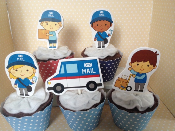 Post Office, Postal Workers Party Cupcake Decoration Toppers - Set of 10 Il_570xn
