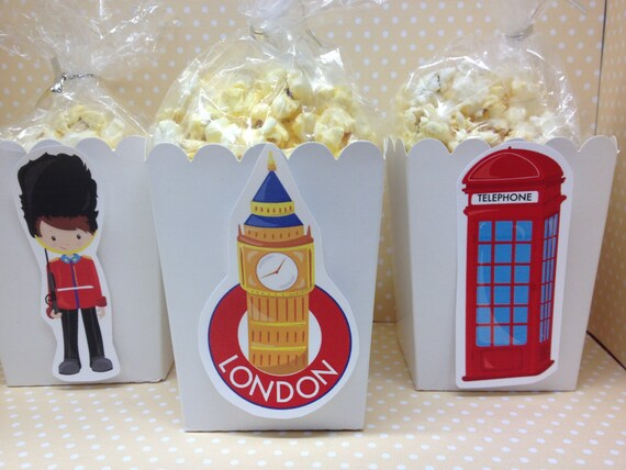 London Party Popcorn or Favor Boxes - Set of 10 Il_570xn