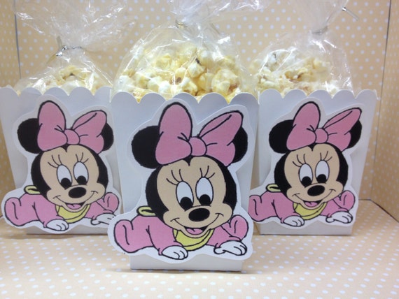 Baby Minnie Mouse Party or Baby Shower Popcorn or Favor Boxes - Set of 10 Il_570xn