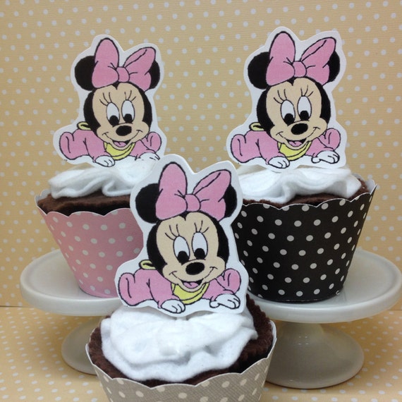 Baby Minnie Mouse Party or Baby Shower Cupcake Topper Decorations - Set of 10 Il_570xn