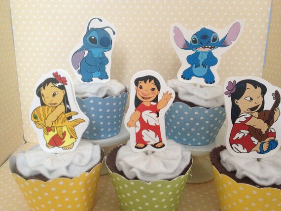 Lilo And Stitch Party Cupcake Topper Decorations Set Of 10 Etsy