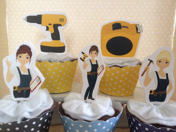 DIY, House Flipping, Construction Women Party Cupcake Topper Decorations - Set of 10 Il_570xn