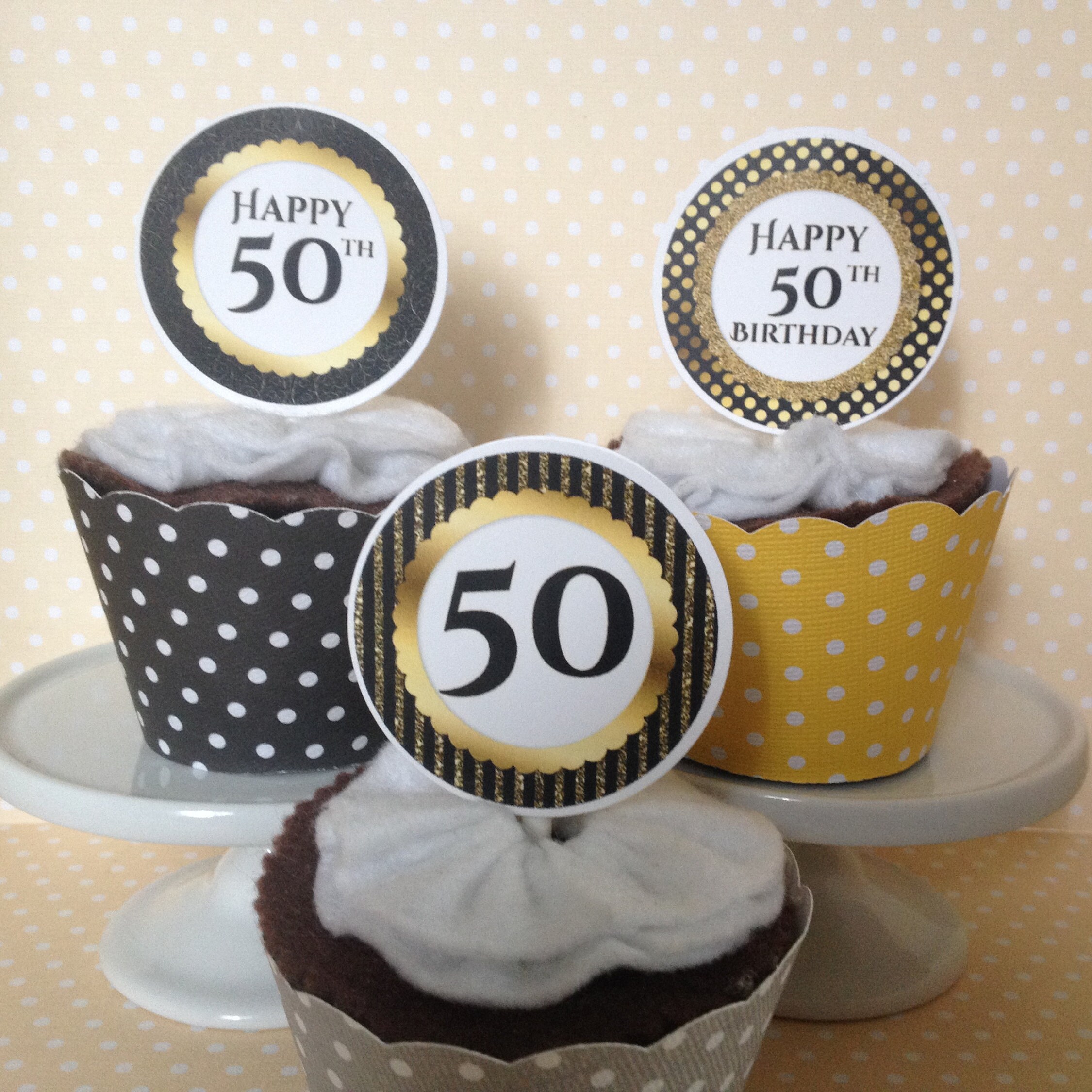 50th Birthday Party Cupcake Topper Decorations Set of 10 Etsy