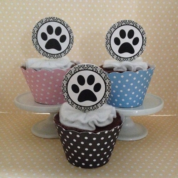Paw Prints Pet Party Cupcake Toppers - Set of 10 Il_570xn