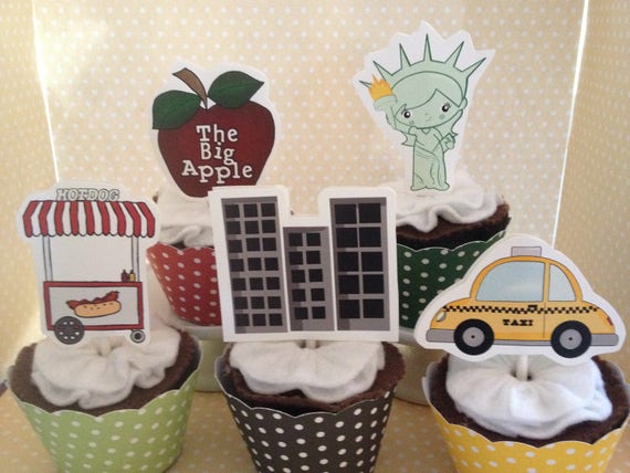 New York City Party Cupcake Topper Decorations Set Of 10 Etsy