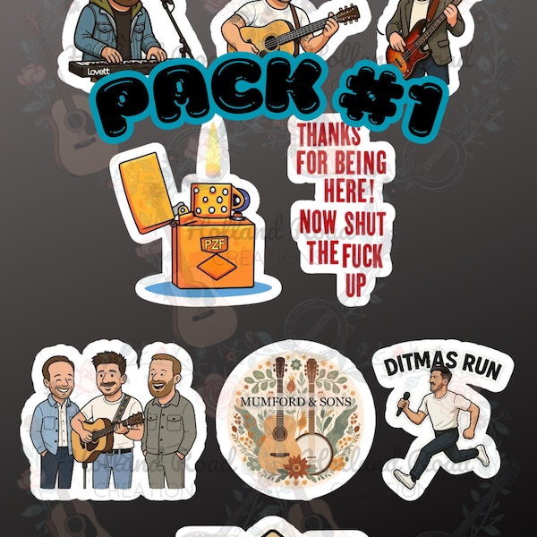 Mumford and Sons Inspired Waterproof Stickers | Music Aesthetic Decals for Laptop & Water Bottle