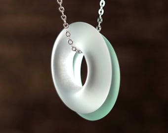 Rum and Cola Pendant Necklace - Melted Glass Jewelry - Made from Recycled Bacardi Rum and Cola Bottles - Sea Glass Finish