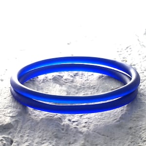 Cobalt Blue Bangles - Recycled Riesling Wine Bottle - Set of Two - Glass Stackable Bangles  - Upcycled Recycled Repurposed