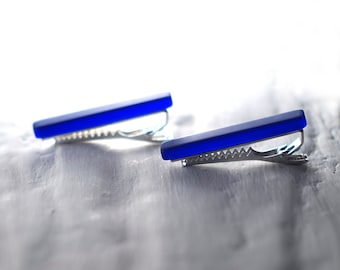 Groomsmen Gifts - Recycled Cobalt-Blue Riesling Wine Bottle Tieclip