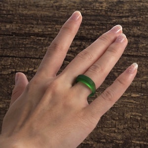 Irish Whiskey Ring - Recycled from Jameson Bottle - Emerald Green All-Glass Ring - Whisky Gift -Upcycled Recycled Repurposed